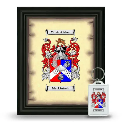 MacLintach Framed Coat of Arms and Keychain - Black