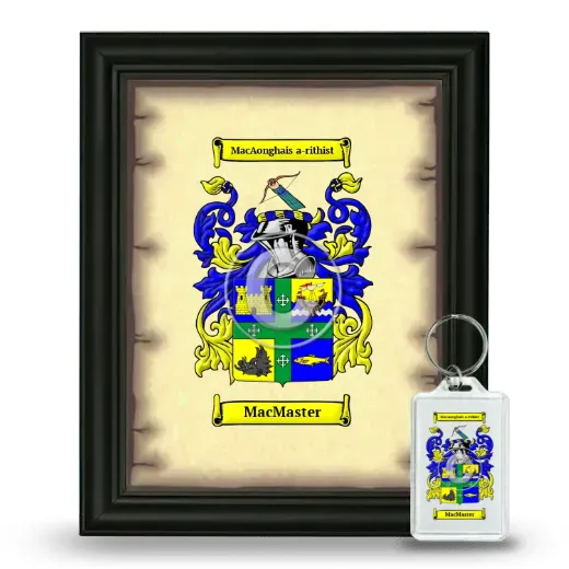 MacMaster Framed Coat of Arms and Keychain - Black