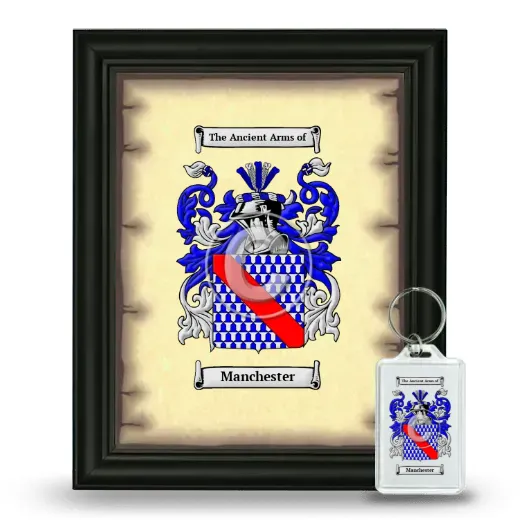 Manchester Framed Coat of Arms and Keychain - Black