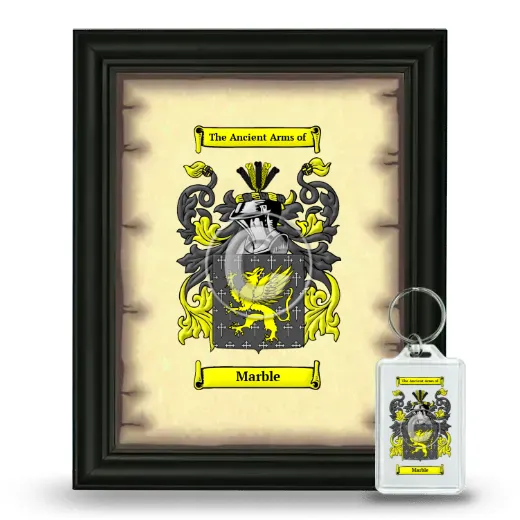 Marble Framed Coat of Arms and Keychain - Black