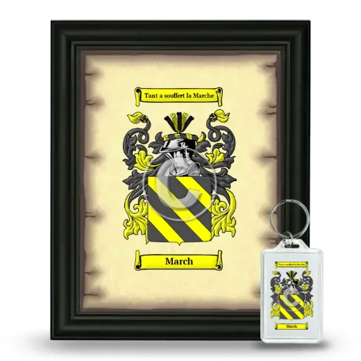 March Framed Coat of Arms and Keychain - Black