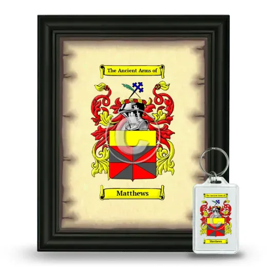 Matthews Framed Coat of Arms and Keychain - Black
