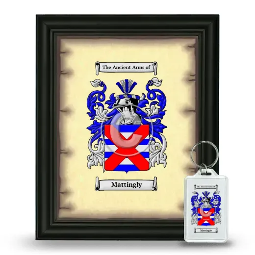 Mattingly Framed Coat of Arms and Keychain - Black