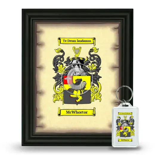 McWhortor Framed Coat of Arms and Keychain - Black