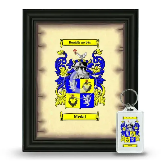 Medal Framed Coat of Arms and Keychain - Black