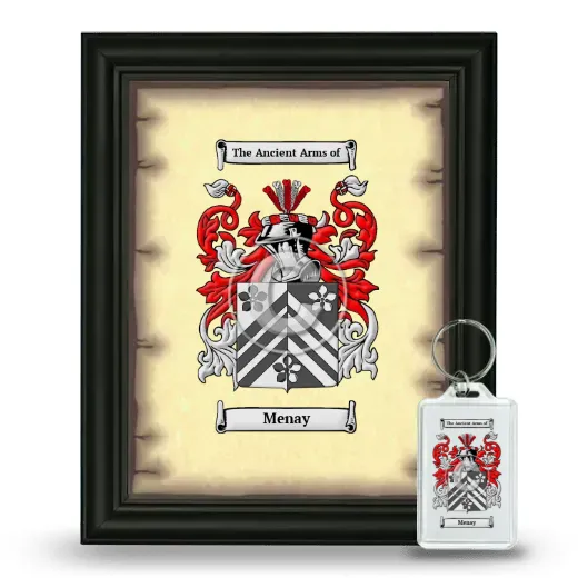 Menay Framed Coat of Arms and Keychain - Black