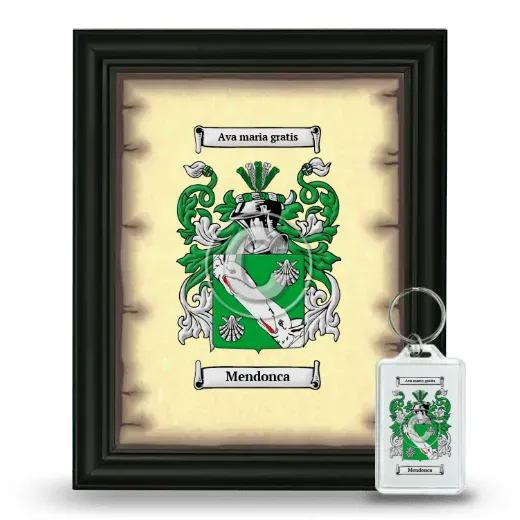 Mendonca Framed Coat of Arms and Keychain - Black