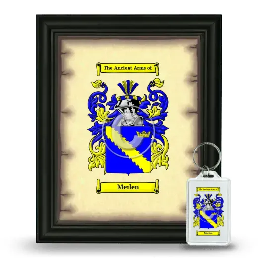 Merlen Framed Coat of Arms and Keychain - Black