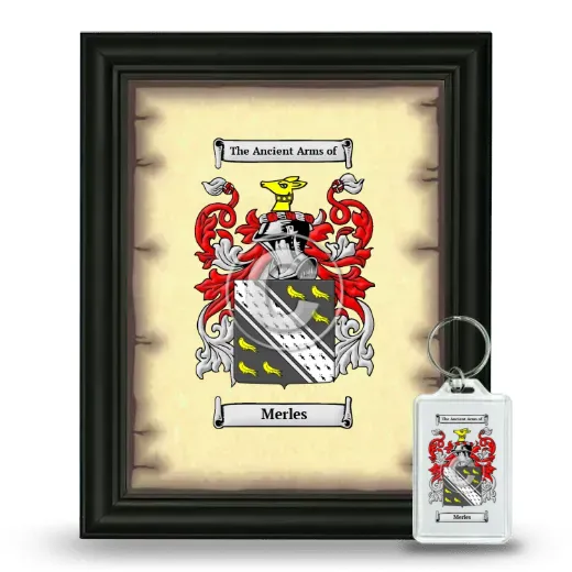 Merles Framed Coat of Arms and Keychain - Black