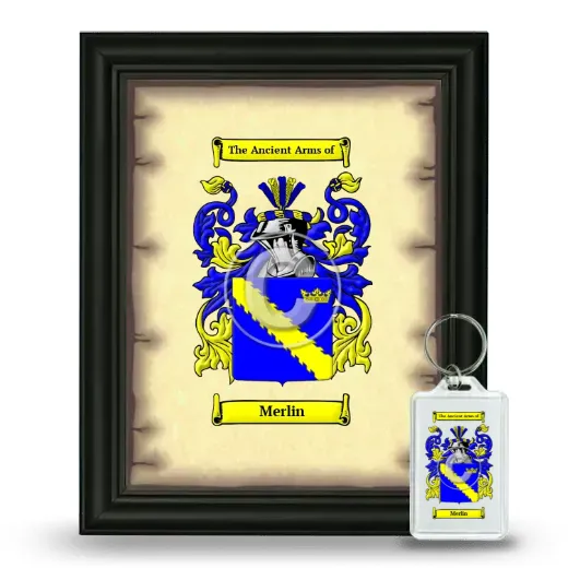 Merlin Framed Coat of Arms and Keychain - Black