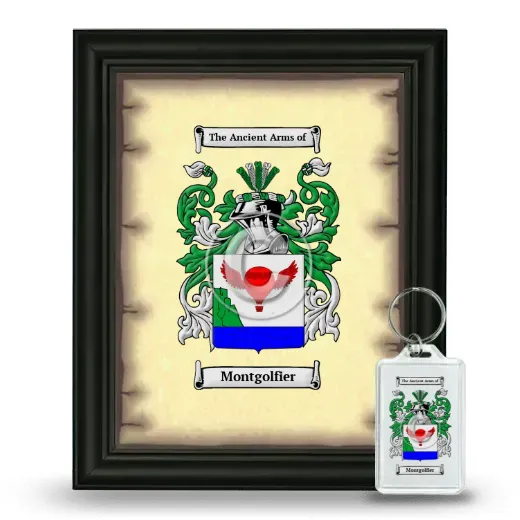 Montgolfier Framed Coat of Arms and Keychain - Black