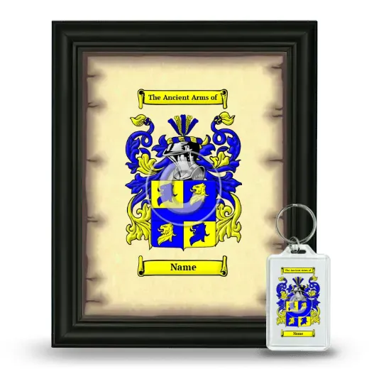 Name Framed Coat of Arms and Keychain - Black