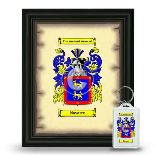 Navarre Framed Coat of Arms and Keychain - Black