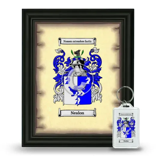Nealon Framed Coat of Arms and Keychain - Black