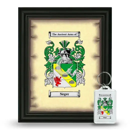 Neger Framed Coat of Arms and Keychain - Black