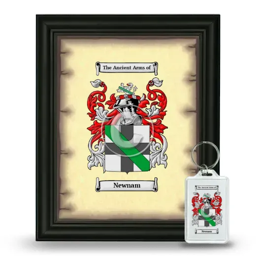Newnam Framed Coat of Arms and Keychain - Black