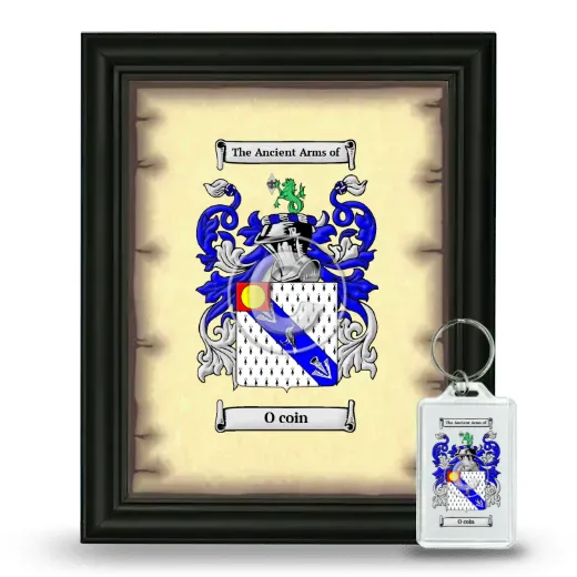 O coin Framed Coat of Arms and Keychain - Black