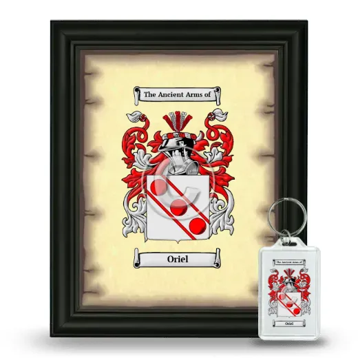 Oriel Framed Coat of Arms and Keychain - Black