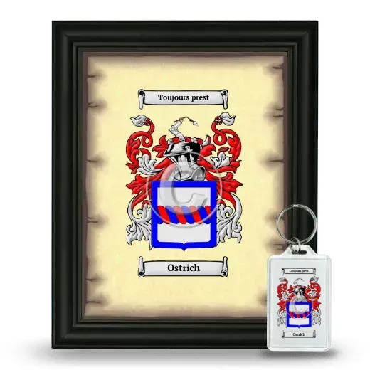 Ostrich Framed Coat of Arms and Keychain - Black
