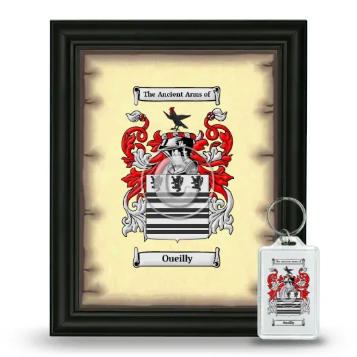 Oueilly Framed Coat of Arms and Keychain - Black