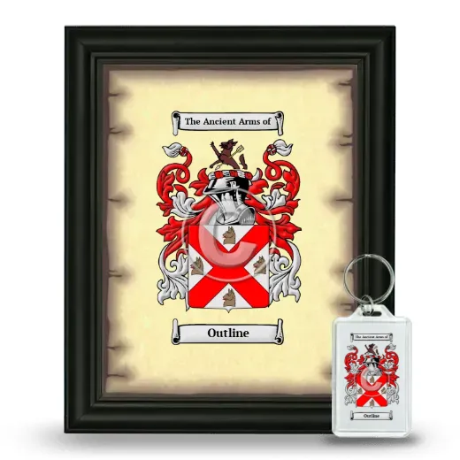 Outline Framed Coat of Arms and Keychain - Black