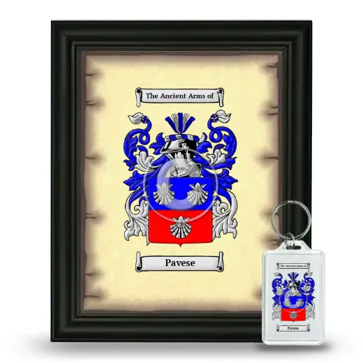 Pavese Framed Coat of Arms and Keychain - Black