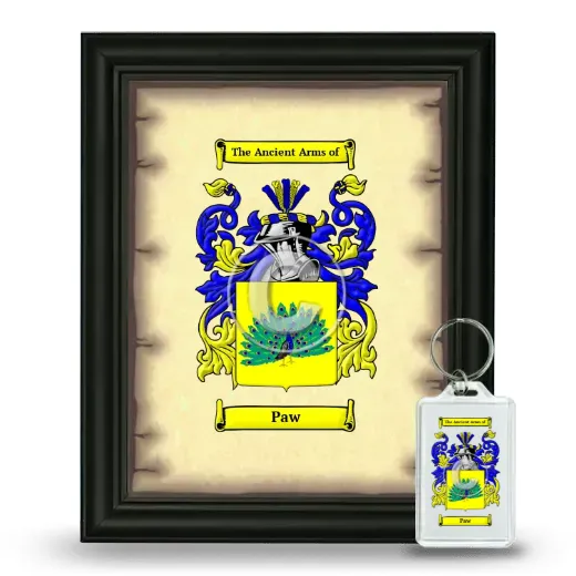 Paw Framed Coat of Arms and Keychain - Black