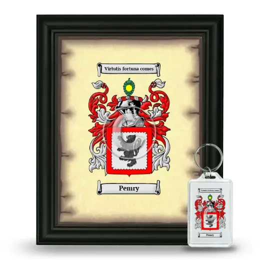 Pemry Framed Coat of Arms and Keychain - Black