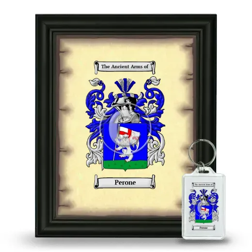 Perone Framed Coat of Arms and Keychain - Black