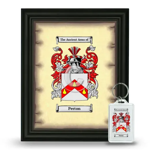Perton Framed Coat of Arms and Keychain - Black