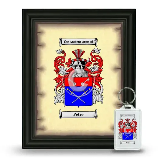 Petre Framed Coat of Arms and Keychain - Black