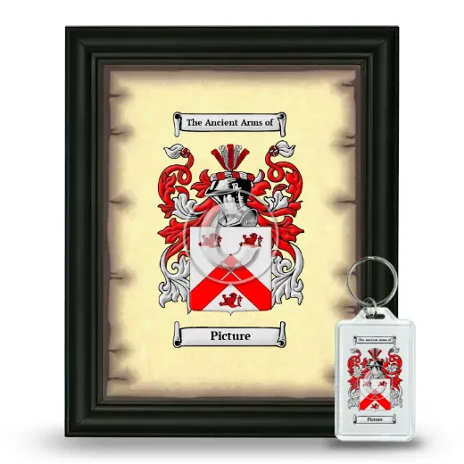Picture Framed Coat of Arms and Keychain - Black