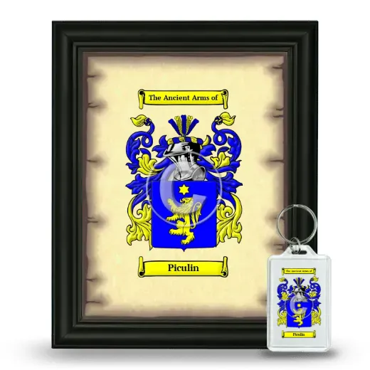 Piculin Framed Coat of Arms and Keychain - Black