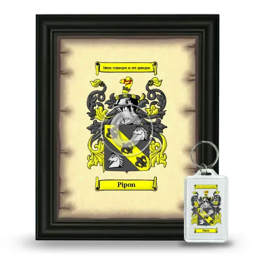 Pipon Framed Coat of Arms and Keychain - Black