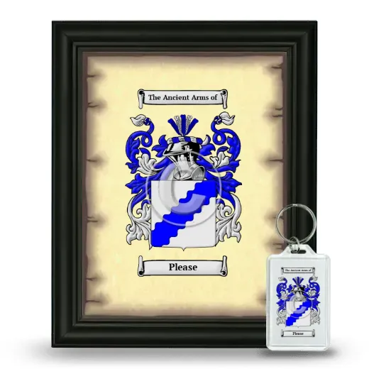 Please Framed Coat of Arms and Keychain - Black
