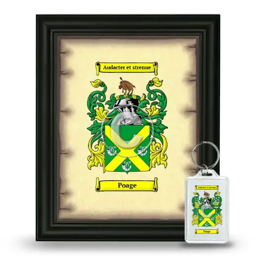 Poage Framed Coat of Arms and Keychain - Black