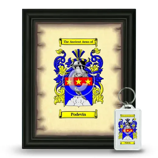 Podevin Framed Coat of Arms and Keychain - Black