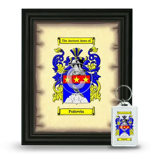 Poitevin Framed Coat of Arms and Keychain - Black