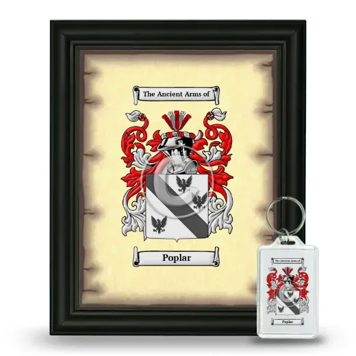Poplar Framed Coat of Arms and Keychain - Black