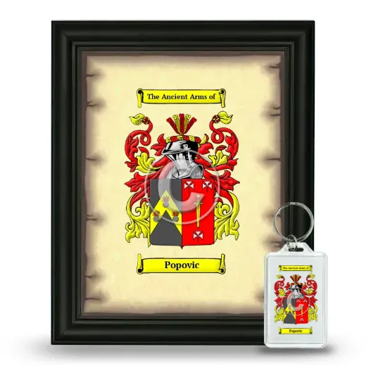 Popovic Framed Coat of Arms and Keychain - Black