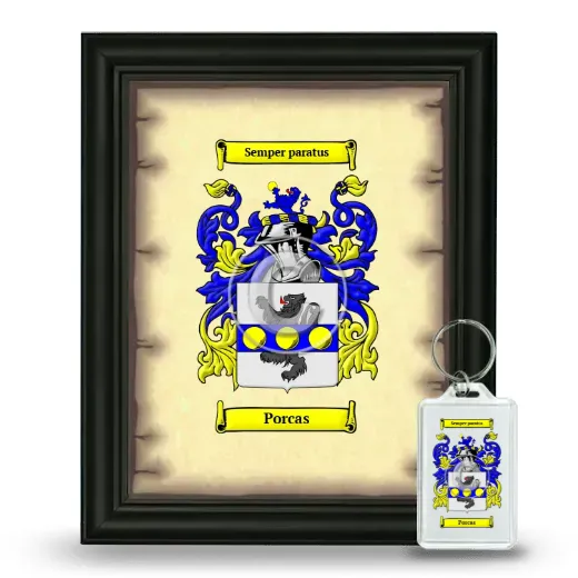 Porcas Framed Coat of Arms and Keychain - Black
