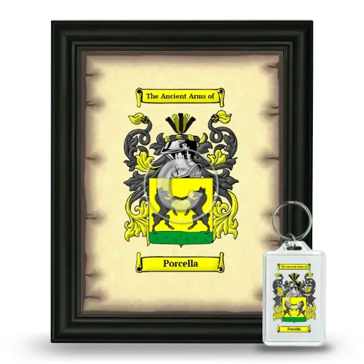 Porcella Framed Coat of Arms and Keychain - Black