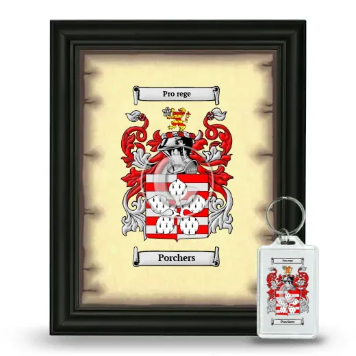 Porchers Framed Coat of Arms and Keychain - Black