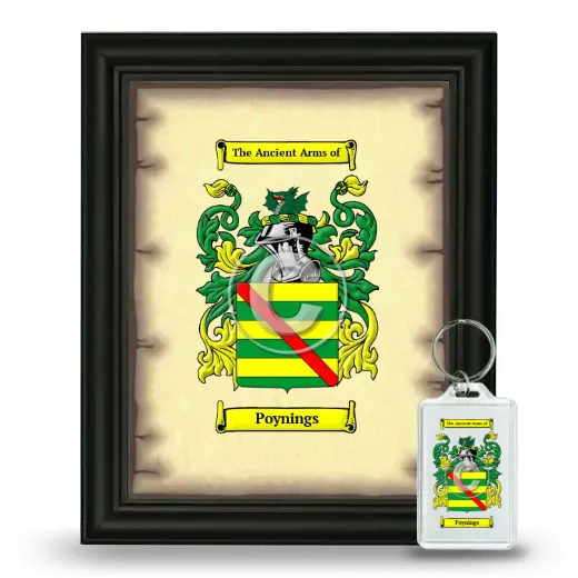Poynings Framed Coat of Arms and Keychain - Black