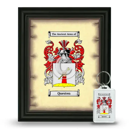 Questen Framed Coat of Arms and Keychain - Black