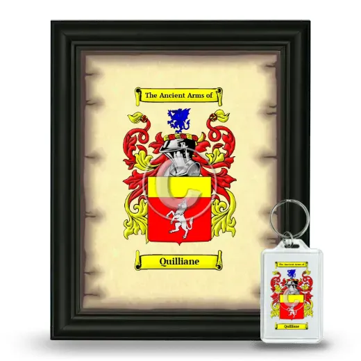 Quilliane Framed Coat of Arms and Keychain - Black