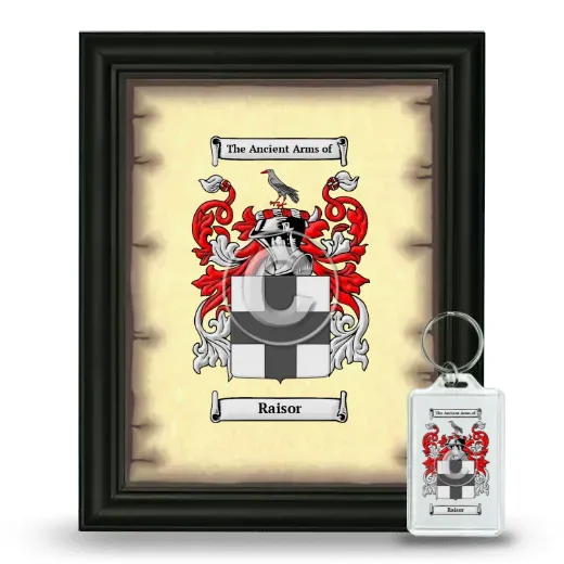 Raisor Framed Coat of Arms and Keychain - Black