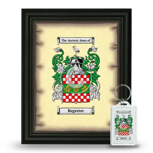 Regester Framed Coat of Arms and Keychain - Black