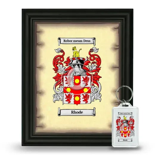 Rhode Framed Coat of Arms and Keychain - Black