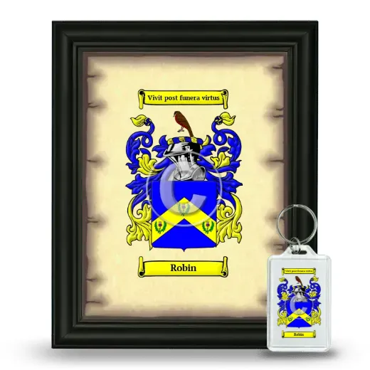 Robin Framed Coat of Arms and Keychain - Black